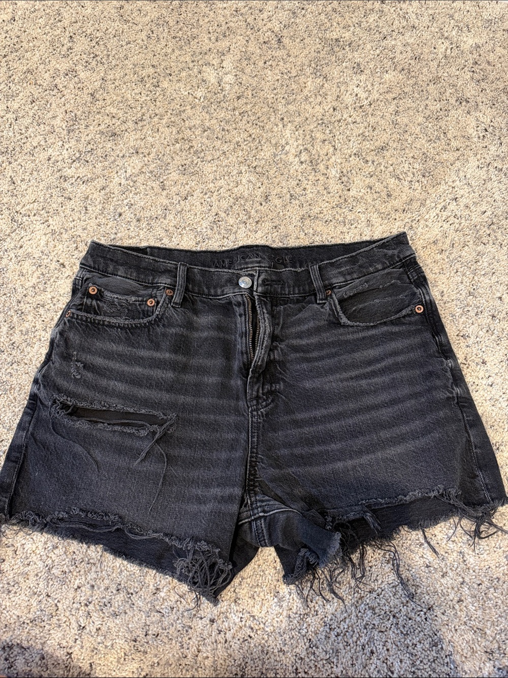 American Eagle Outfitters Black Distressed Denim Cutoff Shorts